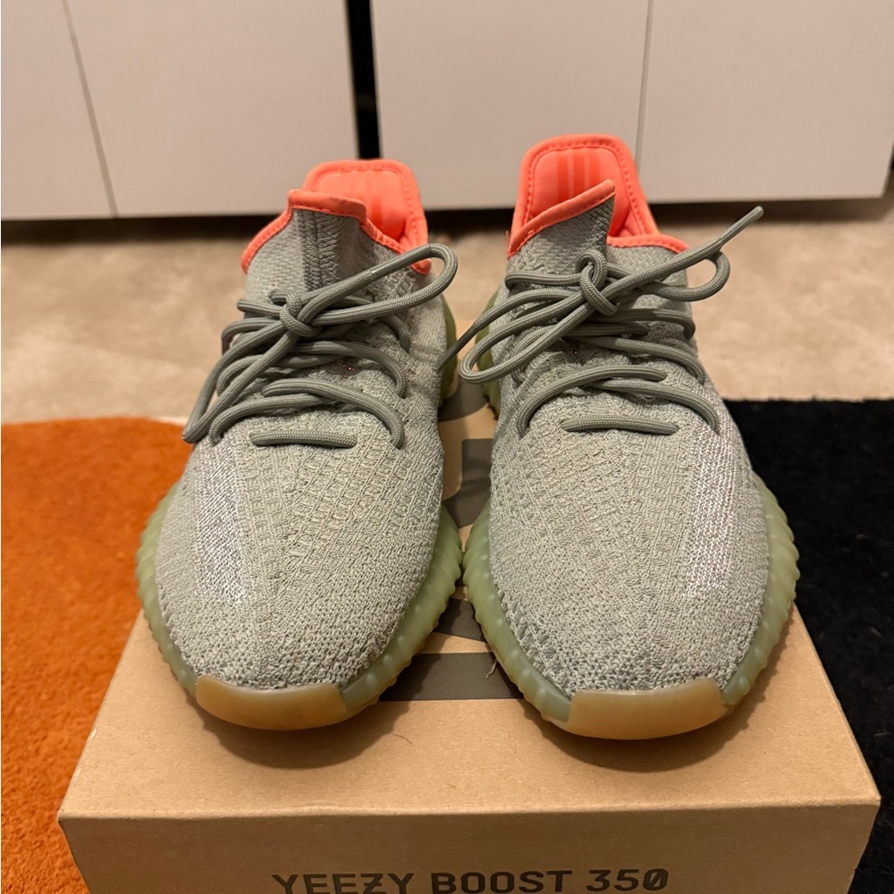 Adidas Yeezy Boost 350 V2 Desert Sage Gray and Neon Orange